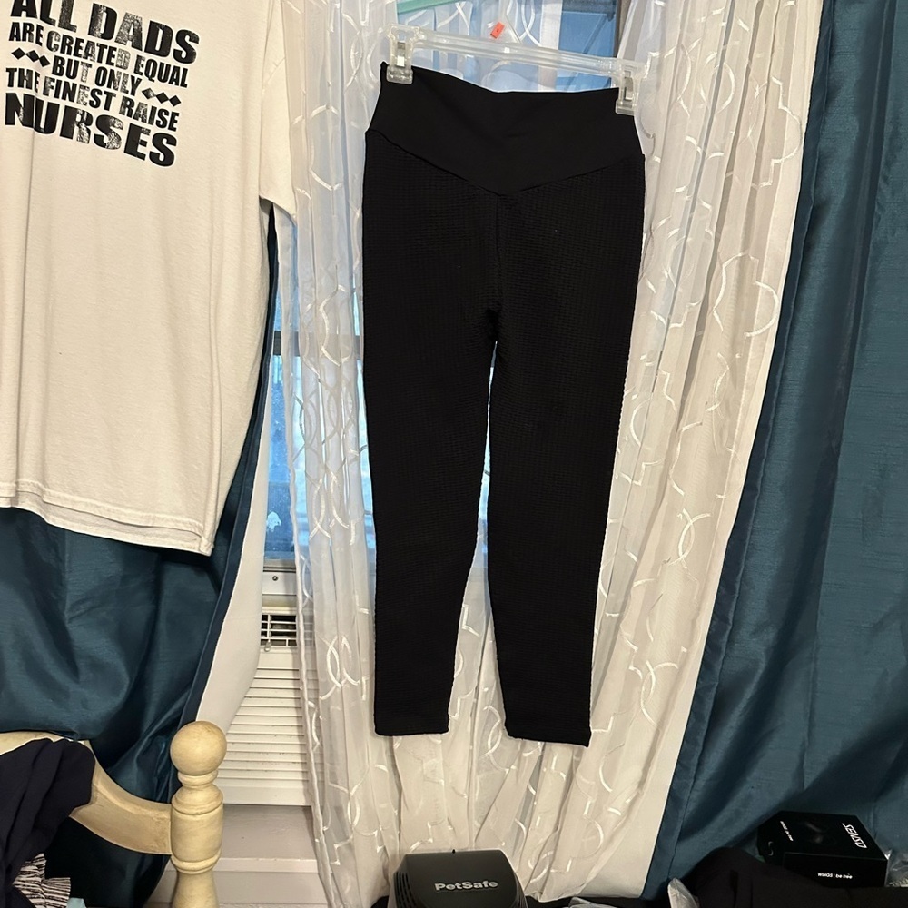Black Textured Leggings